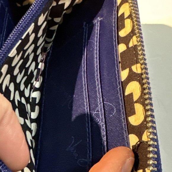 Vera Bradley Wristlet Wallet Zipper Royal Blue Leather - Picture 5 of 6